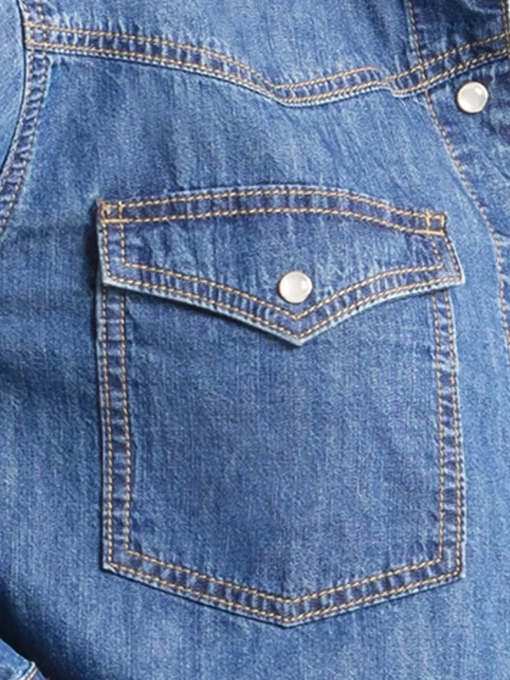 Cropped Blue Denim shirt - Women's Denim Coat - Picture 4 of 6